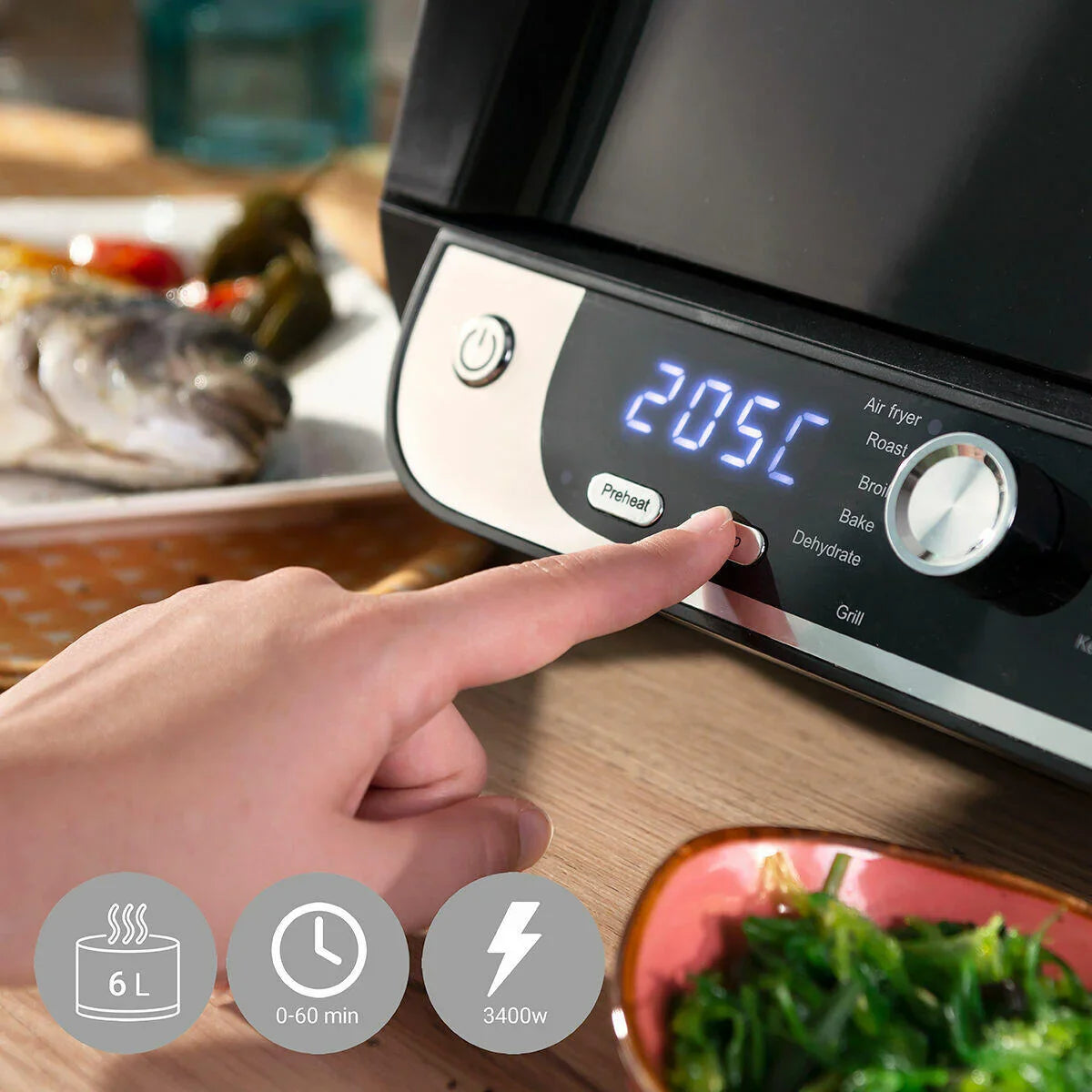 Freidora de Aire con Grill, Accesorios y Recetario InnovaGoods Fryinn