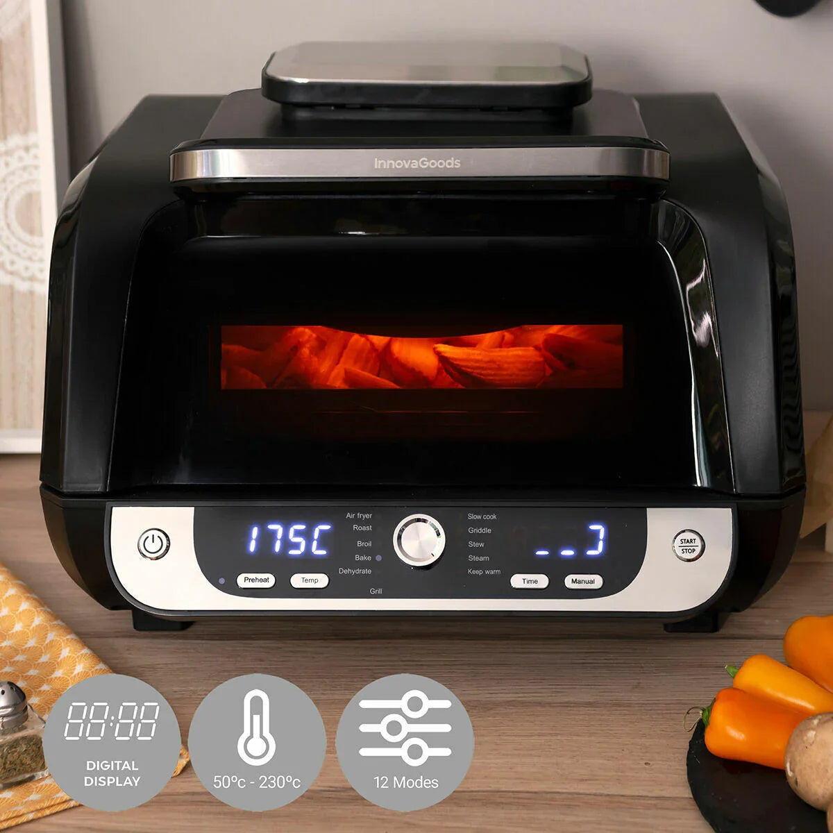 Freidora de Aire con Grill, Accesorios y Recetario InnovaGoods Fryinn