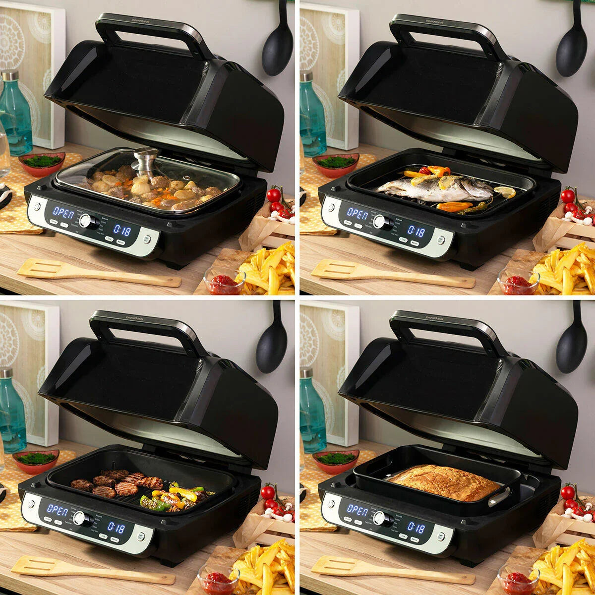 Freidora de Aire con Grill, Accesorios y Recetario InnovaGoods Fryinn